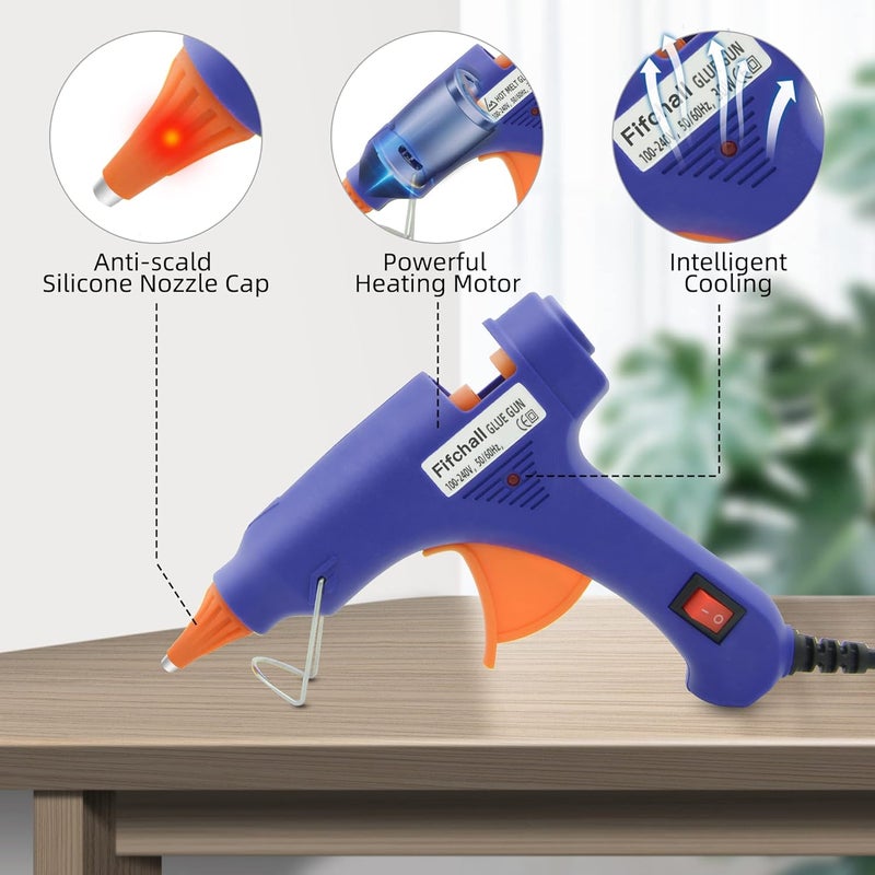 Fifchall Hot Glue Guns with 20pcs Glue Sticks, Mini Hot Melt Glue Gun Kit for Crafts, Glue Gun for School DIY Arts, Sealing, Home Repairs, Blue - Image 3